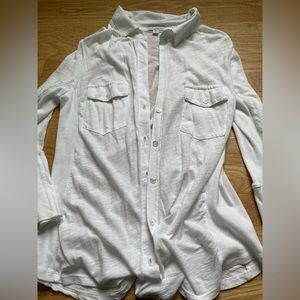 James Perse white cotton knit blouse